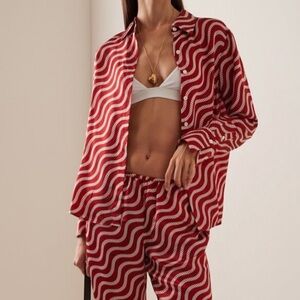 Yaitte Fiji Wave Silk Blouse in Burnt Red Large